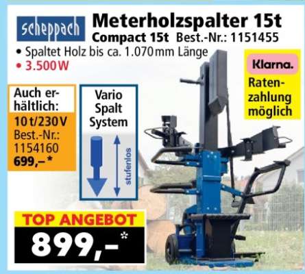 scheppach Meterholzspalter 15t