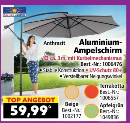 Solax-Sunshine Aluminium-Ampelschirm