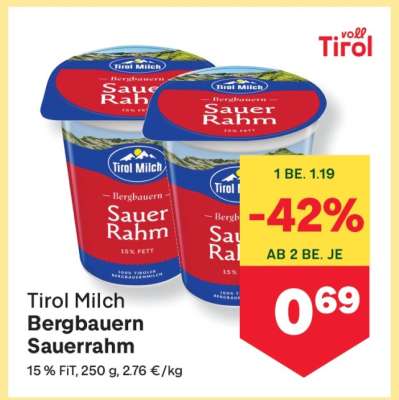 Tirol Milch Bergbauern Sauerrahm