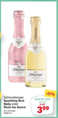 Schlumberger Sparkling Brut Baby oder Rose Ice Secco