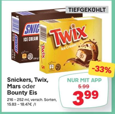 Snickers, Twix, Mars oder Bounty Eis