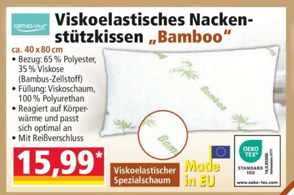 Viskoelastisches Nackenstützkissen „Bamboo“