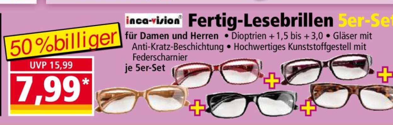 inca-vision Fertig-Lesebrillen 5er-Set