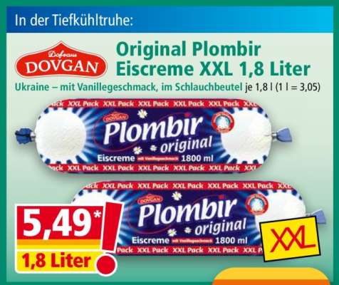 Original Plombir Eiscreme XXL 1,8 Liter