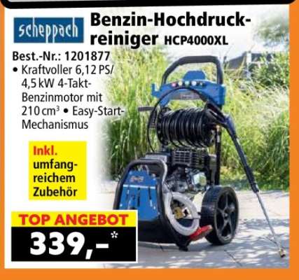 Scheppach Benzin-Hochdruckreiniger HCP4000XL
