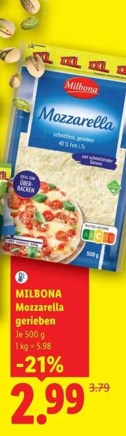 Milbona Mozzarella gerieben