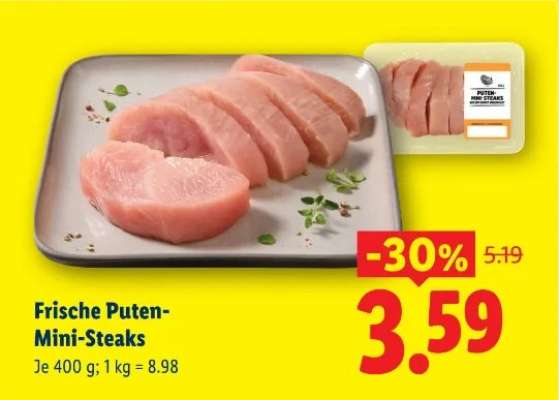 Frische Puten Mini-Steaks