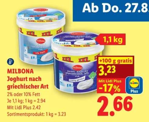 Milbona Joghurt nach griechischer Art