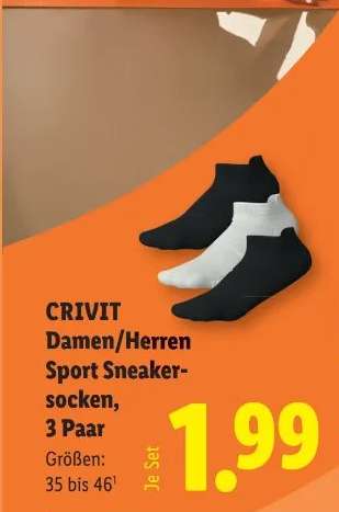 CRIVIT Damen/Herren Sport Sneakersocken, 3 Paar