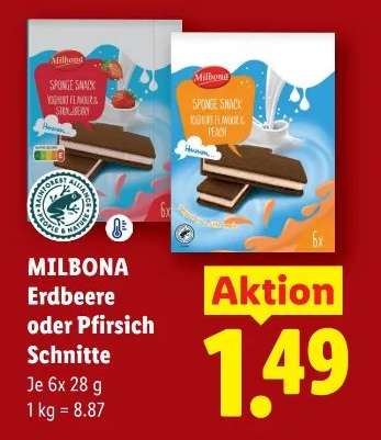 MILBONA Erdbeere oder Pfirsich Schnitte
