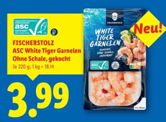 FISCHERSTOLZ ASC White Tiger Garnelen Ohne Schale, gekocht