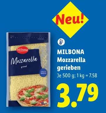 Milbona Mozzarella gerieben