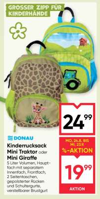 Kinderrucksack Mini Traktor oder Mini Giraffe