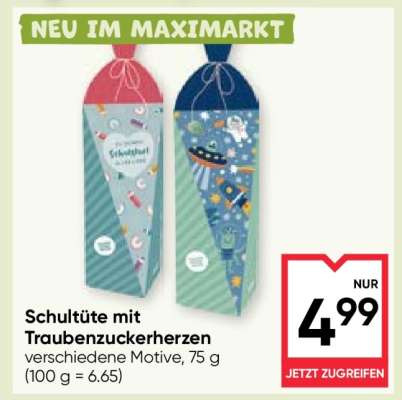 Schultüte mit Traubenzuckerherzen