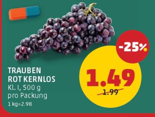 Trauben rot kernlos