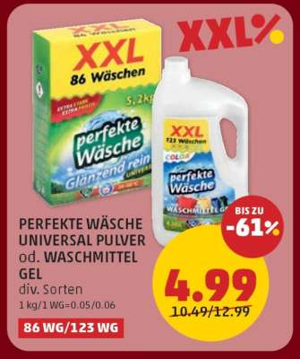 PERFEKTE WÄSCHE UNIVERSAL PULVER od. WASCHMITTEL GEL