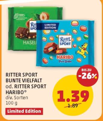 RITTER SPORT BUNTE VIELFALT od. RITTER SPORT HARIBO
