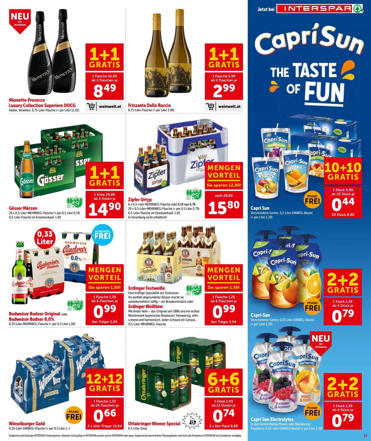 Leták INTERSPAR - 27.8.2026 - 9.9.2026. Strana 13