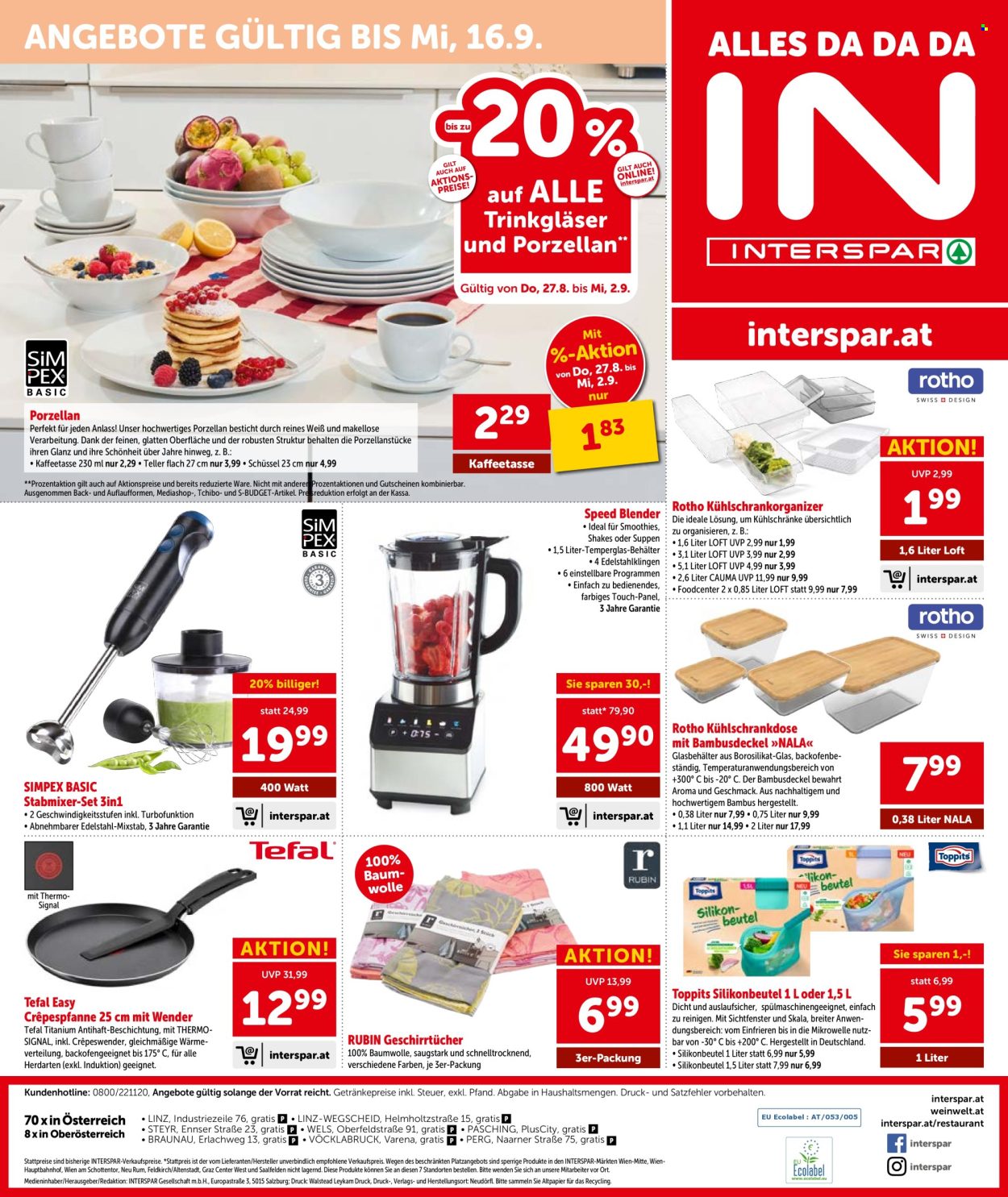 Leták INTERSPAR - 27.8.2026 - 9.9.2026. Strana 20