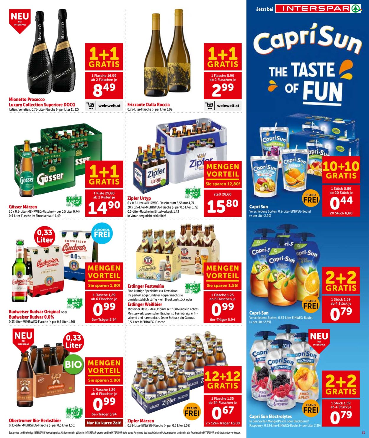 Leták INTERSPAR - 27.8.2026 - 9.9.2026. Strana 13