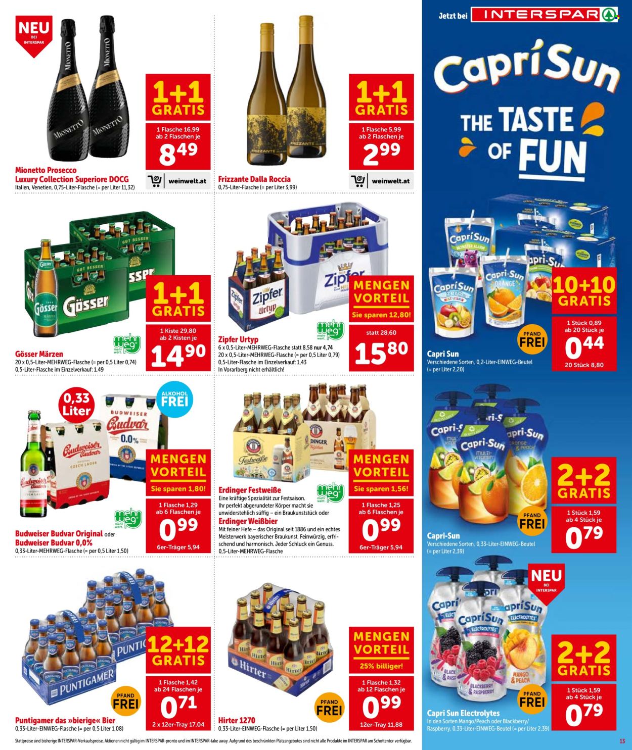 Leták INTERSPAR - 27.8.2026 - 9.9.2026. Strana 13