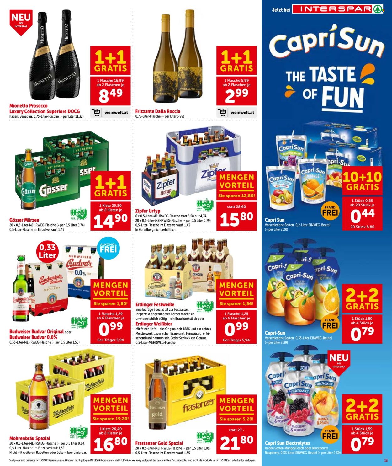 Leták INTERSPAR - 27.8.2026 - 9.9.2026. Strana 13
