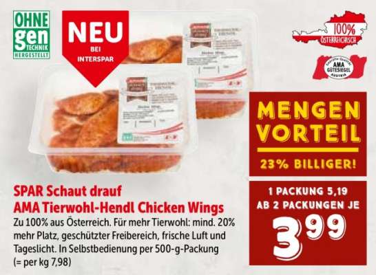 SPAR Schaut drauf AMA Tierwohl-Hendl Chicken Wings