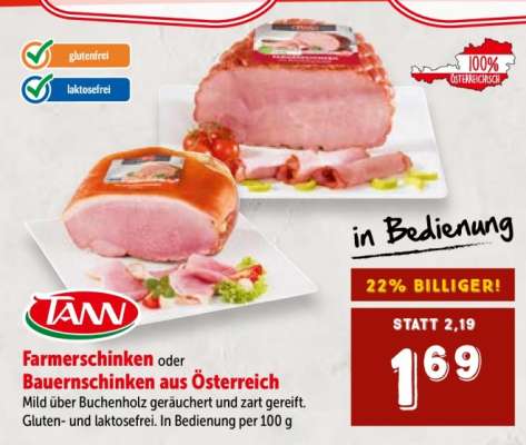 TANN Farmerschinken oder Bauernschinken aus Österreich