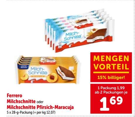 Ferrero Milchschnitte oder Milchschnitte Pfirsich-Maracuja