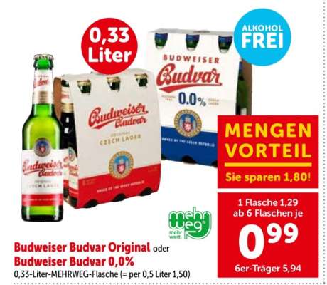 Budweiser Budvar Original oder Budweiser Budvar 0,0%