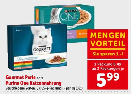 Gourmet Perle oder Purina One Katzennahrung