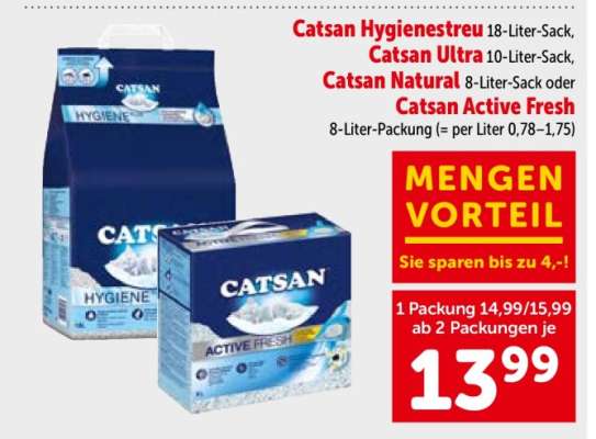 Catsan Hygienestreu, Catsan Ultra, Catsan Natural oder Catsan Active Fresh