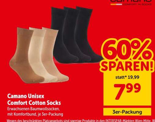 Camano Unisex Comfort Cotton Socks