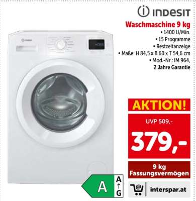 Indesit Waschmaschine 9 kg