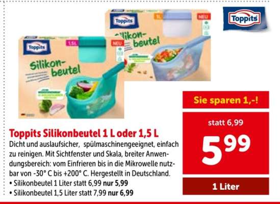 Toppits Silikonbeutel 1 L