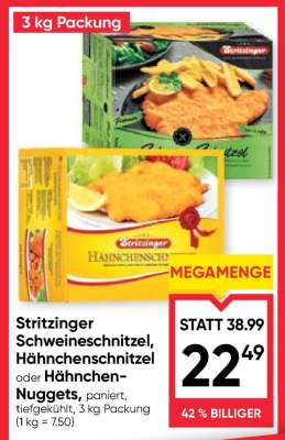 Stritzinger Schweineschnitzel, Hähnchenschnitzel oder Hähnchen-Nuggets