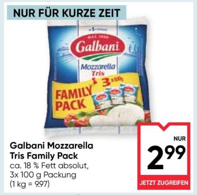 Galbani Mozzarella Tris Family Pack