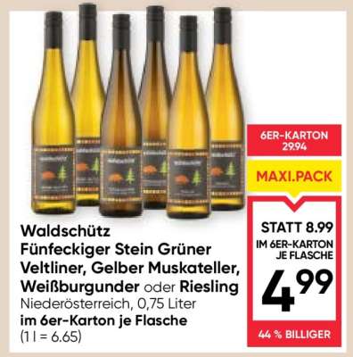 Waldschütz Fünfeckiger Stein Grüner Veltliner, Gelber Muskateller, Weißburgunder oder Riesling
