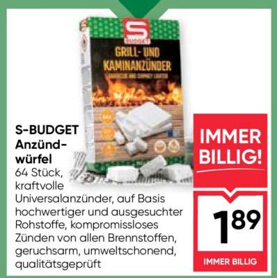 S-BUDGET Anzündwürfel