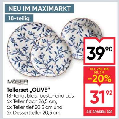 Tellerset „OLIVE“
