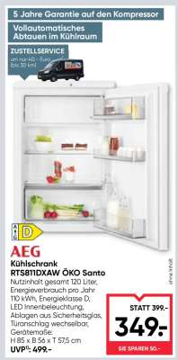 AEG Kühlschrank RTS811DXAW ÖKO Santo