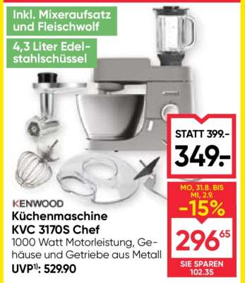 KENWOOD Küchenmaschine KVC 3170S Chef