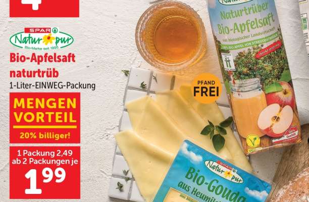 SPAR Natur*pur Bio-Apfelsaft naturtrüb