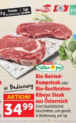 Bio-Beiried-Rumpsteak oder Bio-Rostbraten-Ribeye Steak
