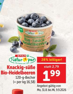 SPAR Natur*pur Knackig-süße Bio-Heidelbeeren