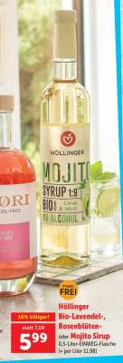 Höllinger Bio-Lavendel-, Rosenblüten- oder Mojito Sirup