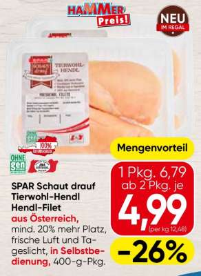 SPAR Schaut drauf Tierwohl-Hendl Hendl-Filet