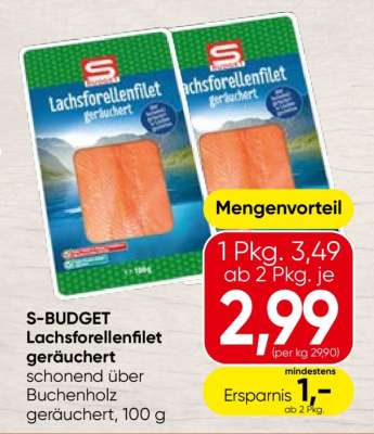 S-BUDGET Lachsforellenfilet geräuchert