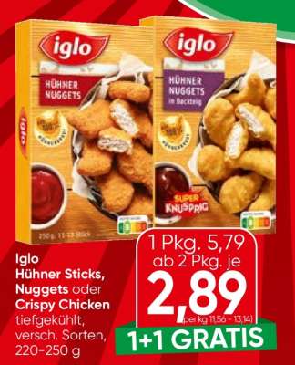 Iglo Hühner Sticks, Nuggets oder Crispy Chicken