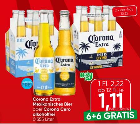 Corona Extra Mexikanisches Bier oder Corona Cero alkoholfrei